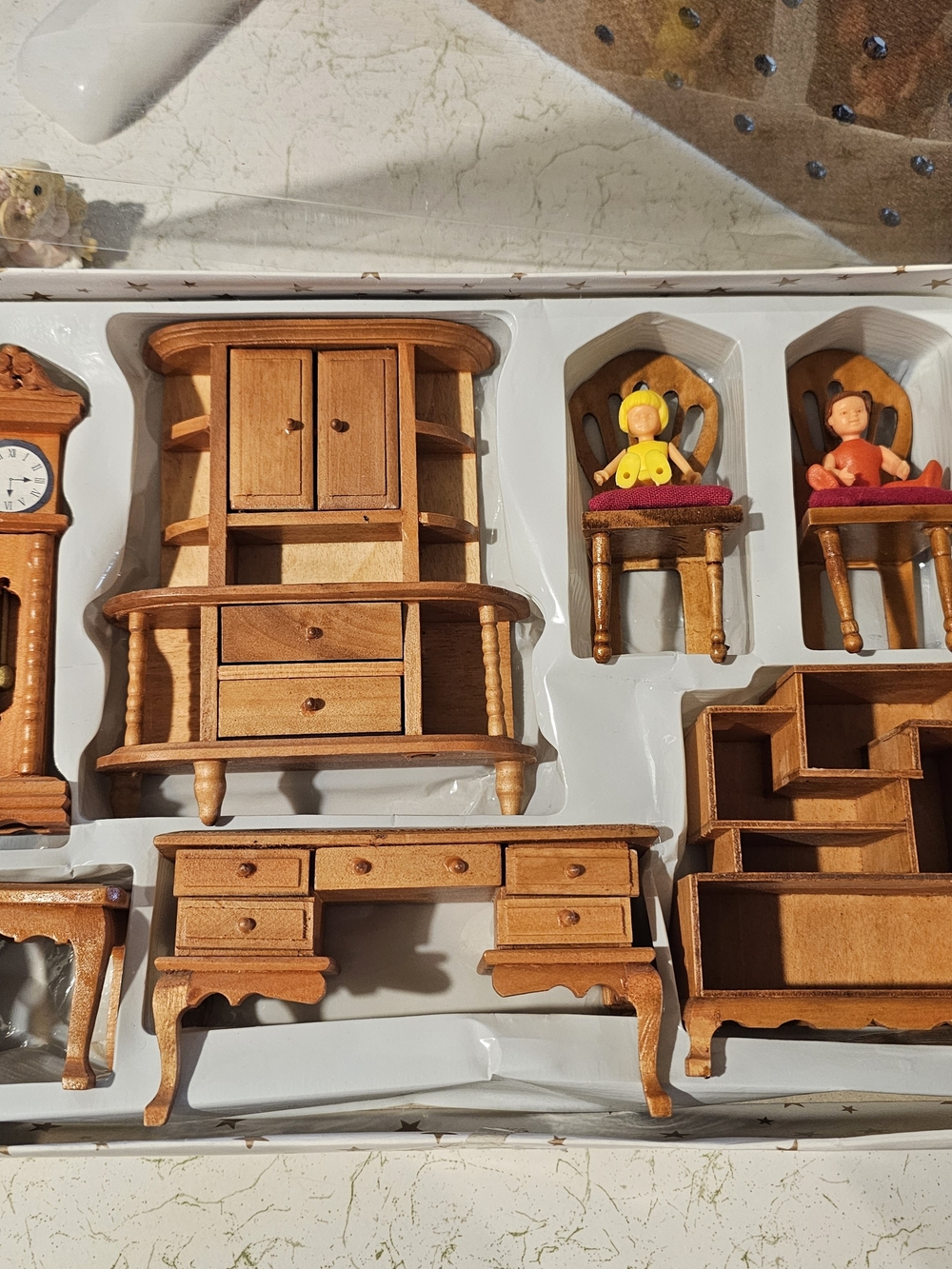 Handcrafted Miniature Wooden Furniture Set in Light Brown